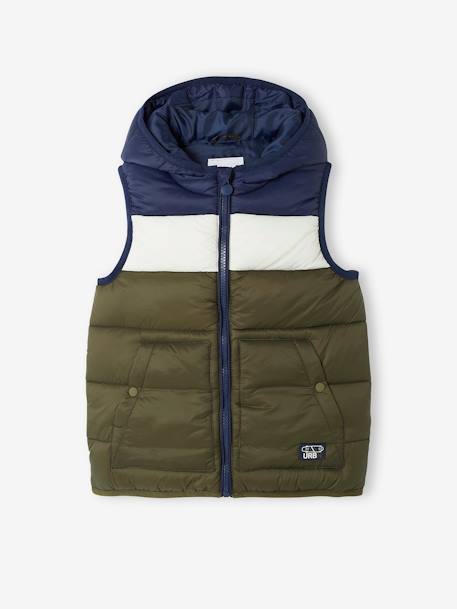 Jungen Steppweste mit Kapuze & Recyclingmaterial - blau+khaki+marine - 5