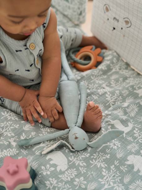 Baby Spieldecke/ Laufstalleinlage WALDSPAZIERGANG Oeko-Tex salbeigrün 7