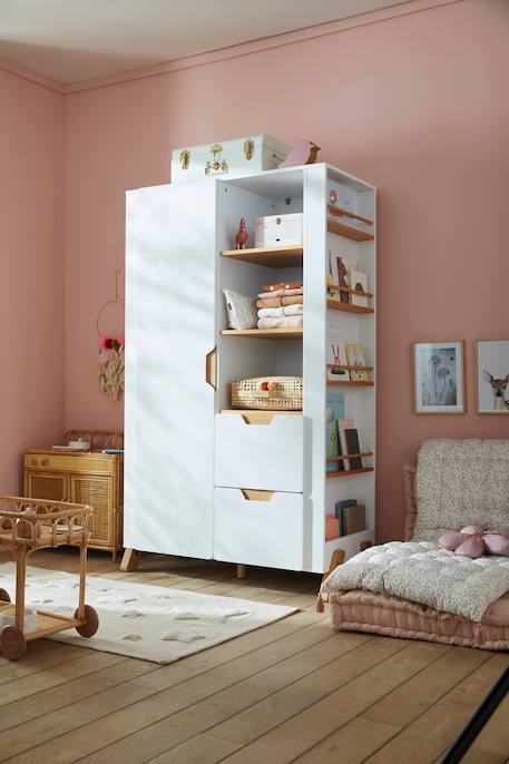 Kinder Kleiderschrank PIROUETTE mit Bücherregal - weiß - 6