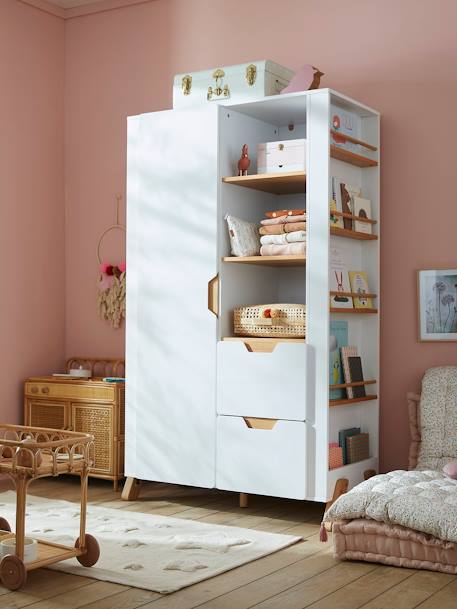 Kinder Kleiderschrank PIROUETTE mit Bücherregal - weiß - 7