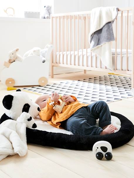 Baby-Geschenkset: Schmusetuch + Babydecke, Panda weiß/schwarz 2