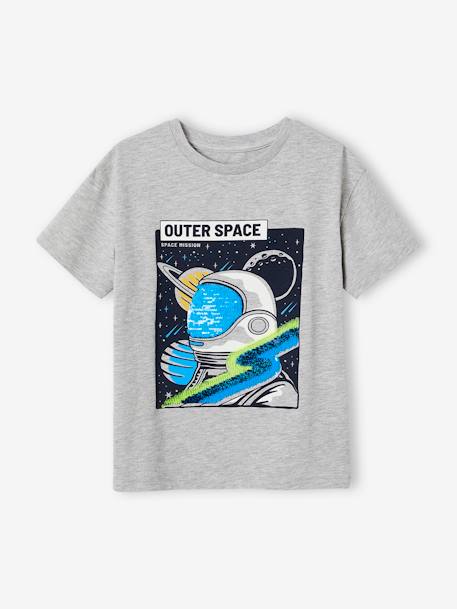 Jungen T-Shirt mit Paillettenmotiv grau meliert+marine 1