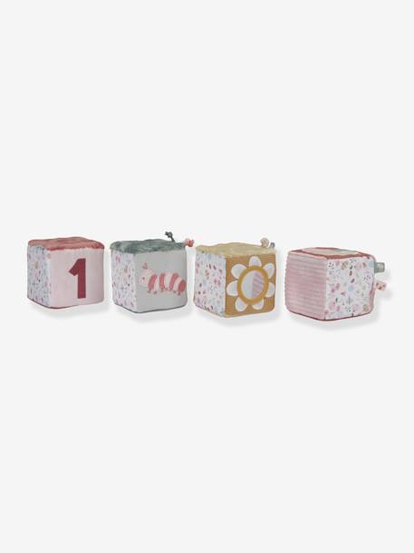 4er-Set weiche Baby Activity-Würfel Flowers & Butterflies LITTLE DUTCH rosa 6