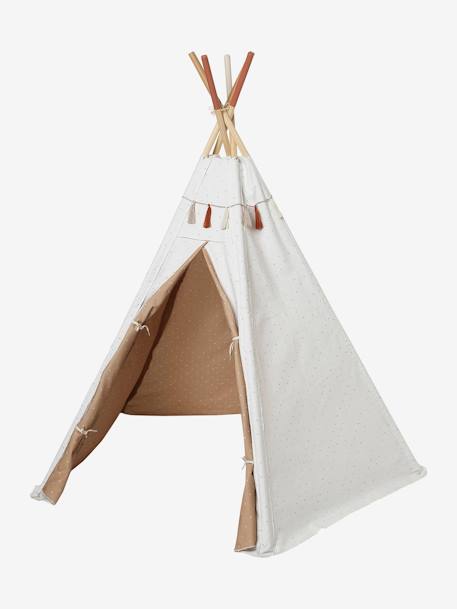 Kinder Spielzelt GERONIMO, wendbares Tipi mit Holzstangen, FSC® - karamell/wollweiß+mehrfarbig - 2