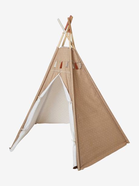 Kinder Spielzelt GERONIMO, wendbares Tipi mit Holzstangen, FSC® - karamell/wollweiß+mehrfarbig - 5