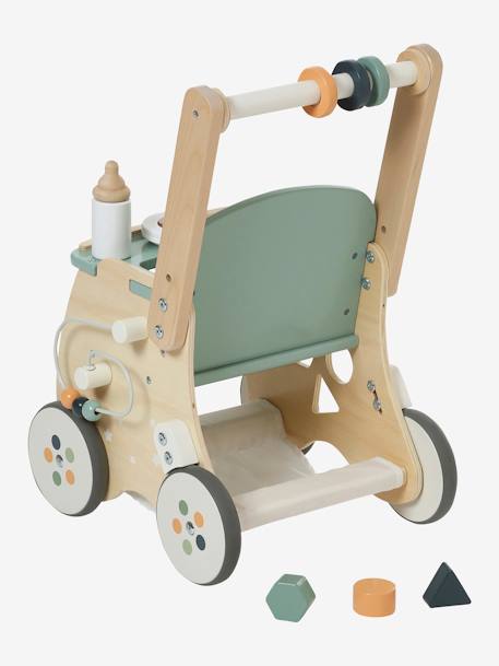 Lauflernwagen mit Puppensitz, Holz FSC® grün+weiß 3