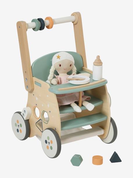 Lauflernwagen mit Puppensitz, Holz FSC® grün+weiß 3