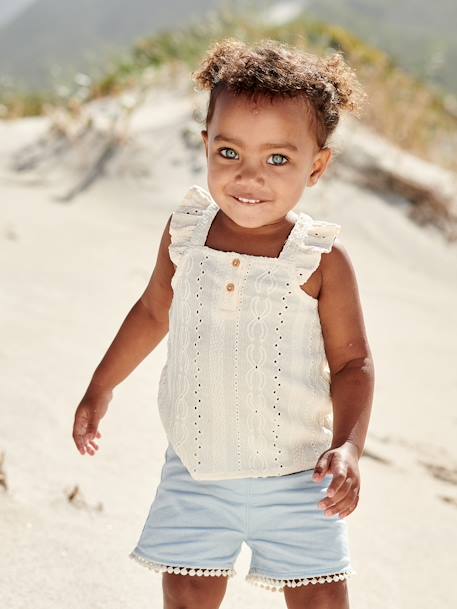 Baby Shorts mit Pompons - hellblau - 1