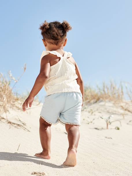 Baby Shorts mit Pompons - hellblau - 5