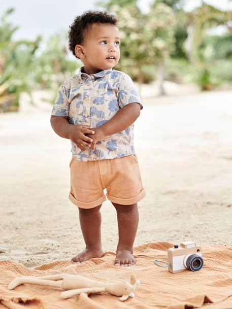 Baby Hemd mit kurzen Ärmeln - beige - 7