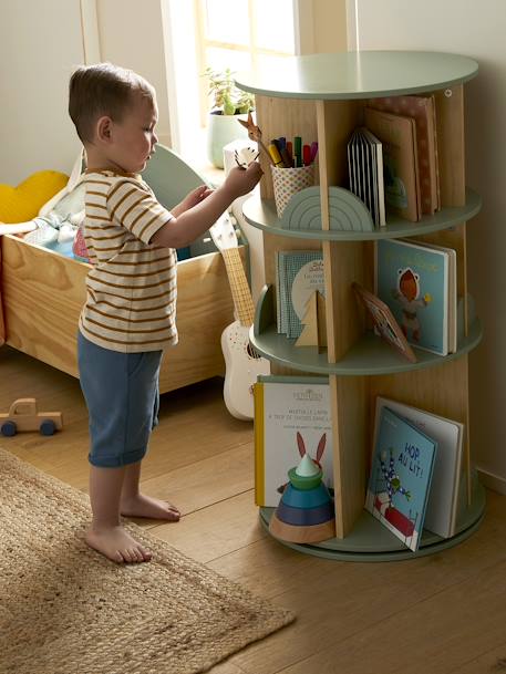 Drehbares Kinderzimmer Bücherregal REGENBOGEN salbeigrün 2