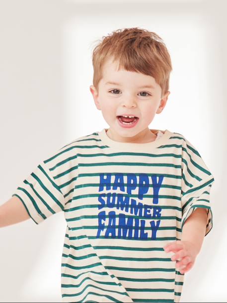 Capsule Collection: Baby T-Shirt HAPPY SUMMER FAMILY grün gestreift 1