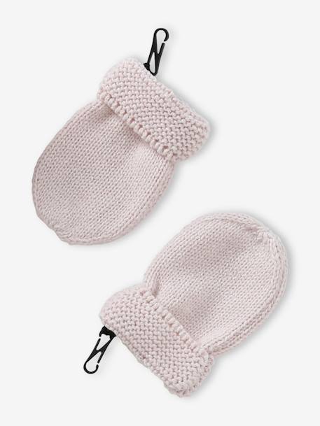 Mädchen Baby-Set: Mütze, Rundschal & Fäustlinge BASICS hellrosa+pudrig rosa 4