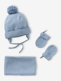 Babymode-Jungen Baby-Set: Mütze, Rundschal & Fäustlinge BASICS