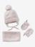 Mädchen Baby-Set: Mütze, Rundschal & Fäustlinge BASICS hellrosa+pudrig rosa 1