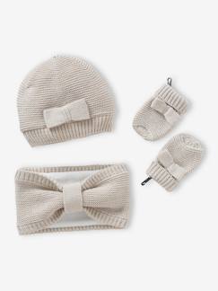 Babymode-Accessoires-Sonstige Accessoires-Mädchen Baby-Set: Mütze, Rundschal & Fäustlinge