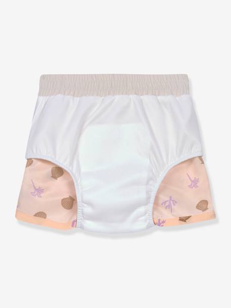 Baby Badeshorts mit Schwimmwindel LÄSSIG - rosa nude+weiß/orange gestreift - 3