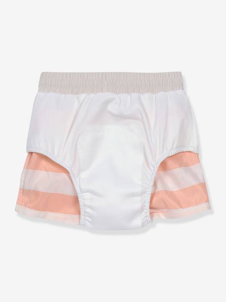 Baby Badeshorts mit Schwimmwindel LÄSSIG - rosa nude+weiß/orange gestreift - 6