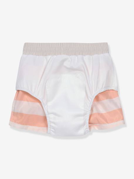 Baby Badeshorts mit Schwimmwindel LÄSSIG rosa nude+weiß/orange gestreift 6