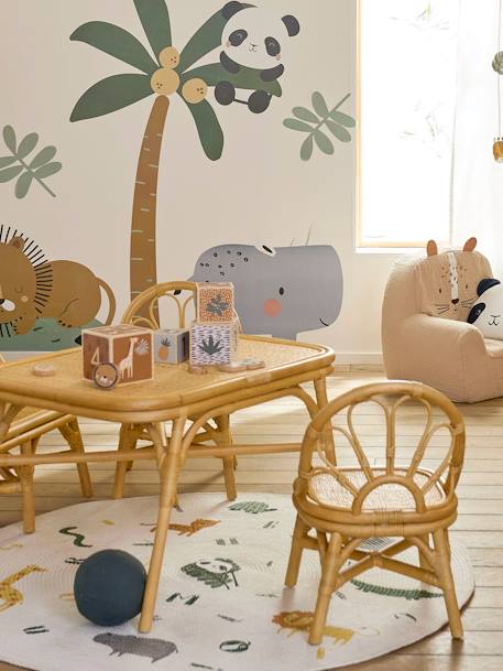 Kinderzimmer-Set: 2 Stühle & Tisch aus Rattan BOHO natur/blumenform 2