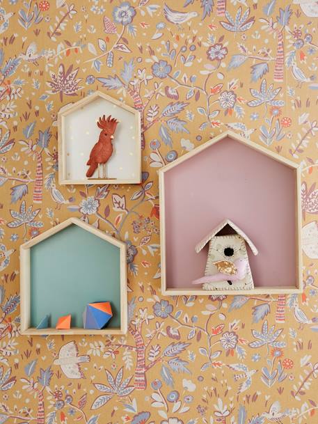 Kinderzimmer 3er-Set Wandregale in Hausform, Setzkasten - nachtblau+moosgrün+gelb+rosa+türkis+weiß+gelb - 8