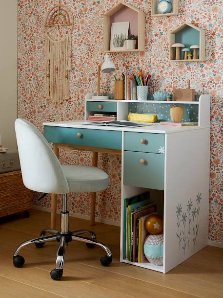 Schreibtischstuhl für Grundschulkinder, Rollen - aqua+blau/grün+pudrig rosa - 6