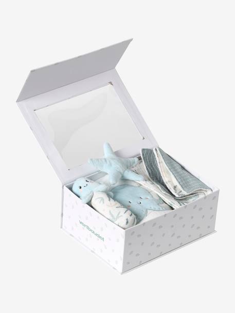 Baby Geschenk-Set zur Geburt OZEAN, personalisierbar blaugrau 2