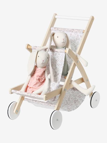 Puppen-Geschwisterwagen MINI FLORA, Holz FSC® - weiß/natur - 1