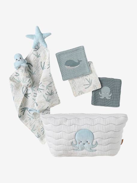 Baby Geschenk-Set zur Geburt OZEAN, personalisierbar blaugrau 1