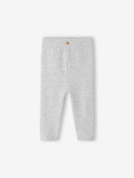 Baby Leggings, Bio-Baumwolle - grau meliert+pudrig rosa - 1