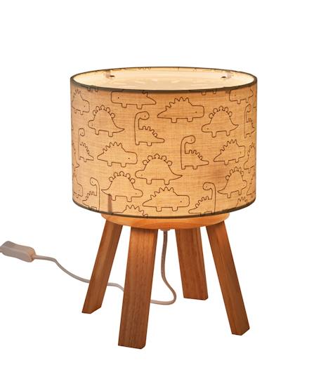 Kinderzimmer Nachttischlampe KLEINER DINO aus Holz khaki 2