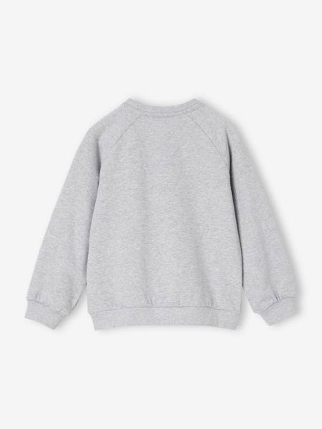 Mädchen Sweatshirt grau meliert+smaragdgrün+wollweiß 2