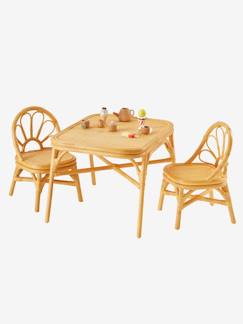 Spielzeug-Kreativität-Kinderzimmer-Set: 2 Stühle & Tisch aus Rattan BOHO