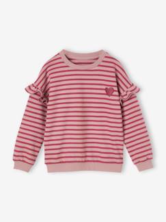 -Mädchen Ringel-Sweatshirt, Volantärmel