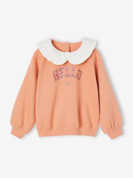 Mädchen Sweatshirt mit Bubikragen aprikose+marine 2