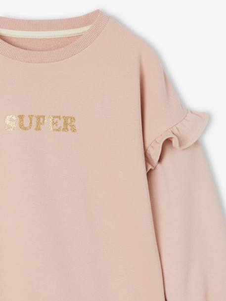 Mädchen Sweatshirt SUPER mit Volants, personalisierbar Oeko-Tex - altrosa+pfirsich+rost - 4