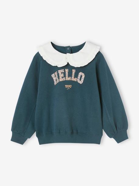 Mädchen Sweatshirt mit Bubikragen aprikose+marine 5