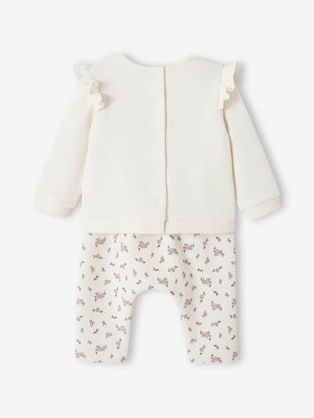 Baby-Set: Sweatshirt & Hose beige meliert+rosa+wollweiß 17