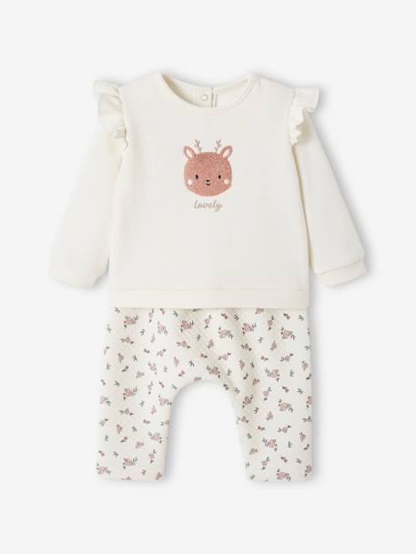 Baby-Set: Sweatshirt & Hose beige+beige meliert+rosa+rosa nude+wollweiß 27