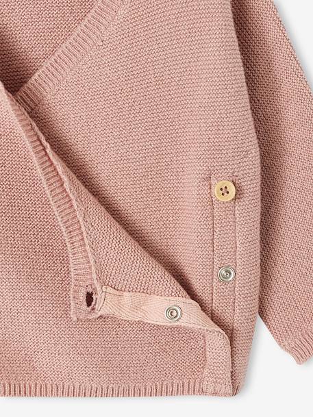 Weiche Baby Wickeljacke Oeko-Tex - beige meliert+pudrig rosa+weiß - 6