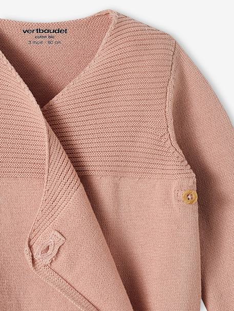 Bio-Kollektion: Strickjacke für Neugeborene Oeko-Tex - jeansblau+pudrig rosa - 6