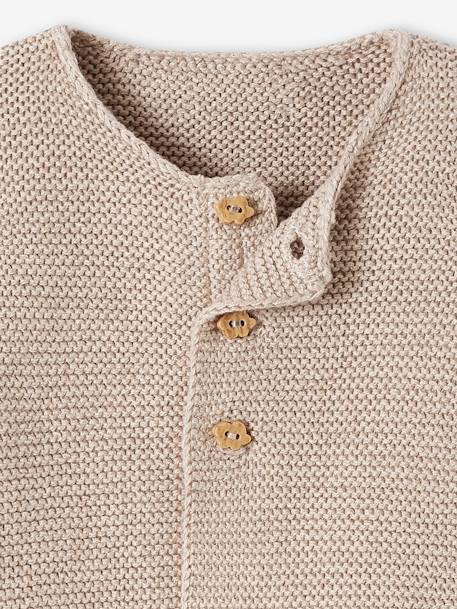 Baby Feinstrickjacke BASIC Oeko-Tex beige meliert+cappuccino+nachtblau+wollweiß 3