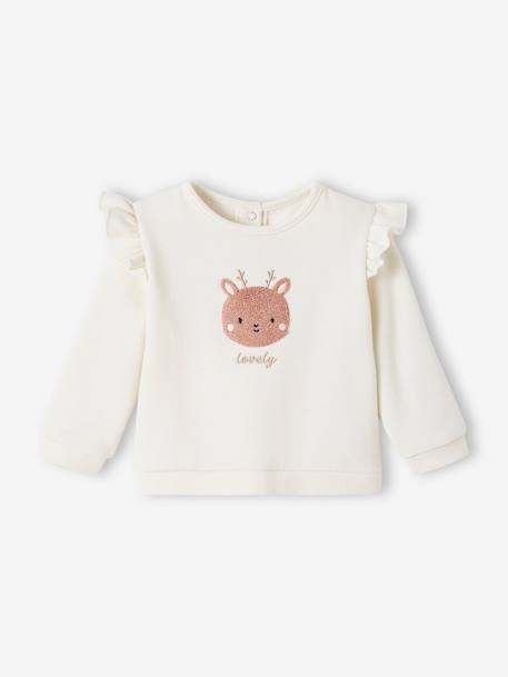 Baby-Set: Sweatshirt & Hose beige meliert+rosa+wollweiß 15