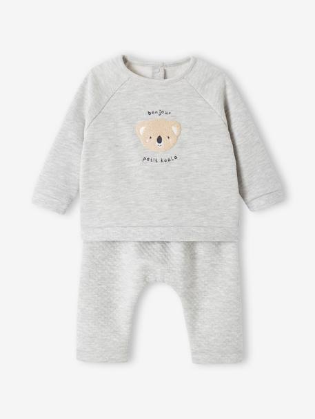 Baby-Set: Sweatshirt & Hose - beige+grau meliert+rosa nude+wollweiß - 8