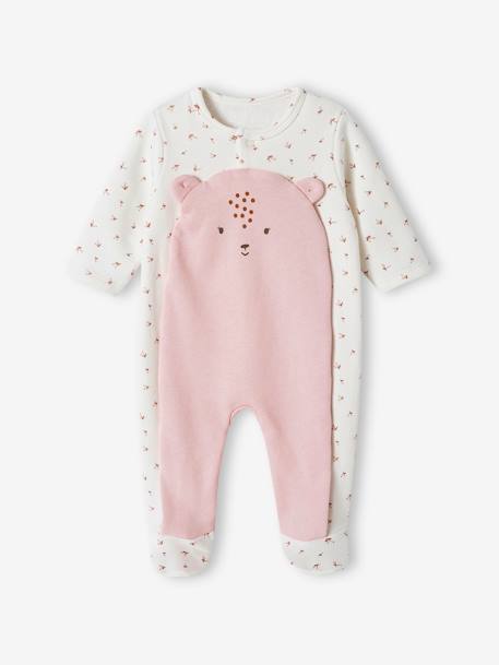 Baby Strampler mit großer Windelöffnung Oeko-Tex pudrig rosa+wollweiß 1