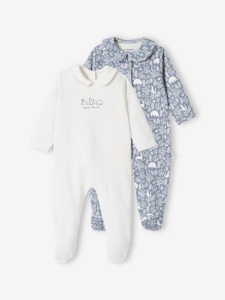 2er-Pack Baby Strampler, Bio-Baumwolle - jeansblau+pudrig rosa - 1