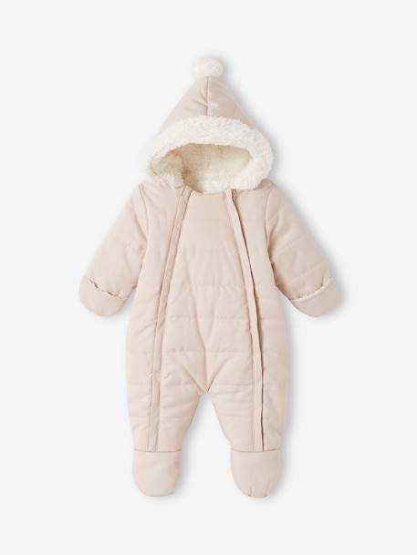 Baby Winter-Overall aus Flanell mit Recycling-Polyester beige golden 1