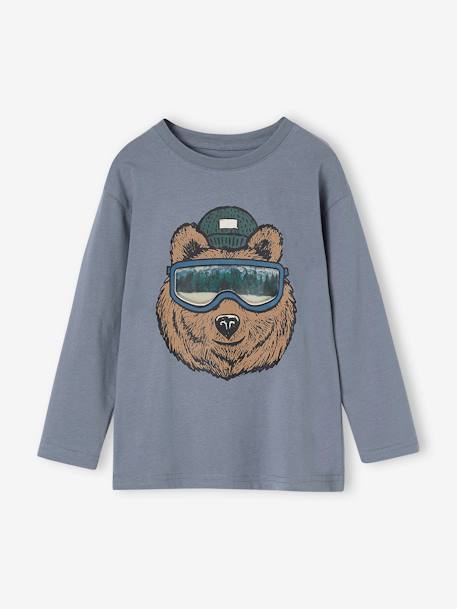 Jungen Shirt mit Recycling-Baumwolle - graublau+pekannuss - 6