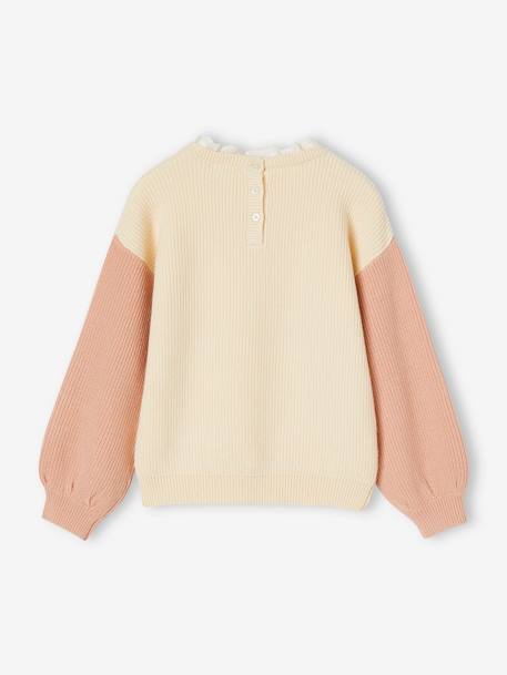 Mädchen Pullover mit Volantkragen, Capsule Collection MAMA, TOCHTER & BABY Oeko-Tex - bonbon rosa+pulver beige - 8