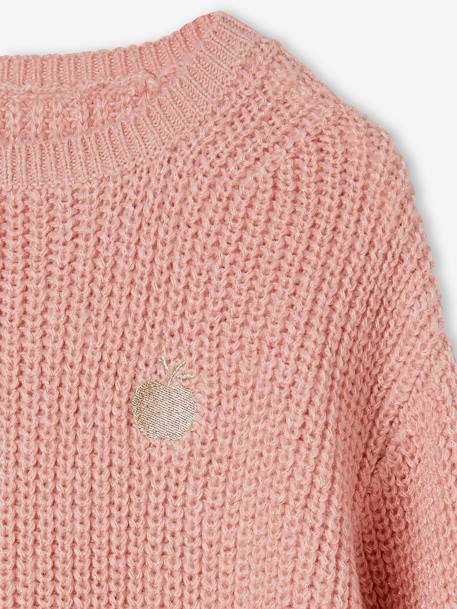 Mädchen Pullover pudrig rosa+violett+wollweiß 3